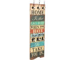 vidaXL Wandkapstok met 6 haken HOME IS 120x40 cm
