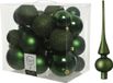 Kaemingk B.V. Kerstversiering boules de Noël en plastique vert foncé 6-8-10 cm paquet de 27x pièces - Avec étoile de sapin mate en verre de 26 cm