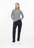 s.Oliver T-Shirt Vrouwen Navy Gestreept Katoen Korte Mouw V-hals Aansluitend Maat 46
