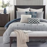 MADISON PARK SIGNATURE Queen dekbed katoen geknipt jacquard, oversized dekbedden queensize bed, alle seizoenen dons, alternatief overgevuld queensize dekbed, essentie, volledig/queensize bed, blauw