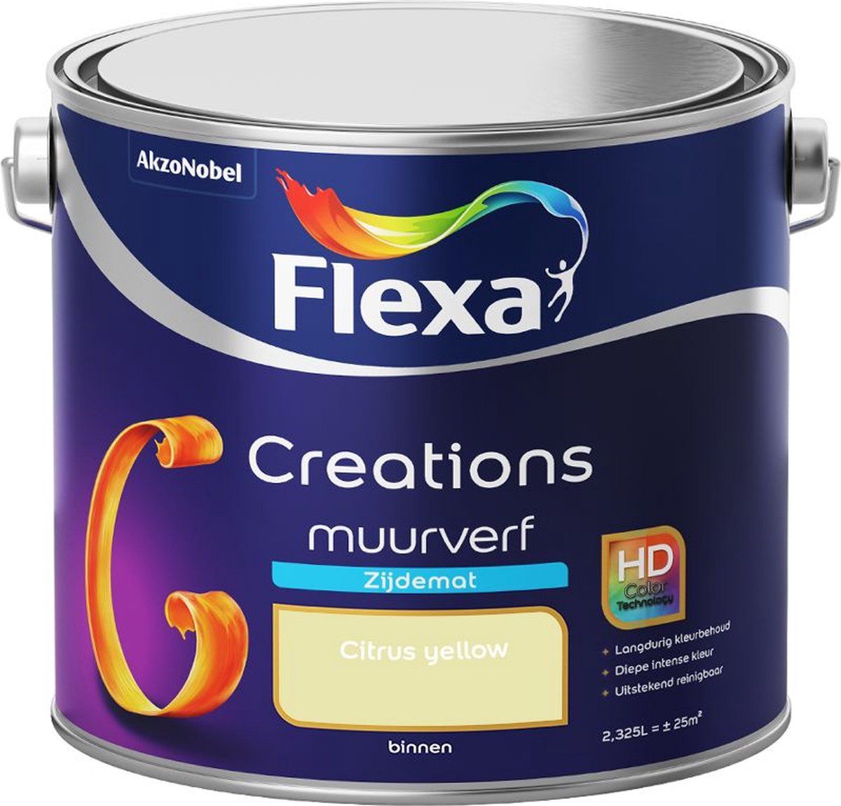 FLEXA Creations Muurverf Zijdemat Citrus yellow - Kleur van het jaar 2011 2.5L