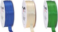 Glorex Hobby Satijn cadeau inpak deco sierlint - blauw/creme/green - 25 meter x 1 cm