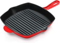 NutriChef Grillpan – 28 cm Fonte Skillet-Carré Koekenpan met Druppellip- Geschikt voor Alle Kookplaten- Perfecte Grillstrepen