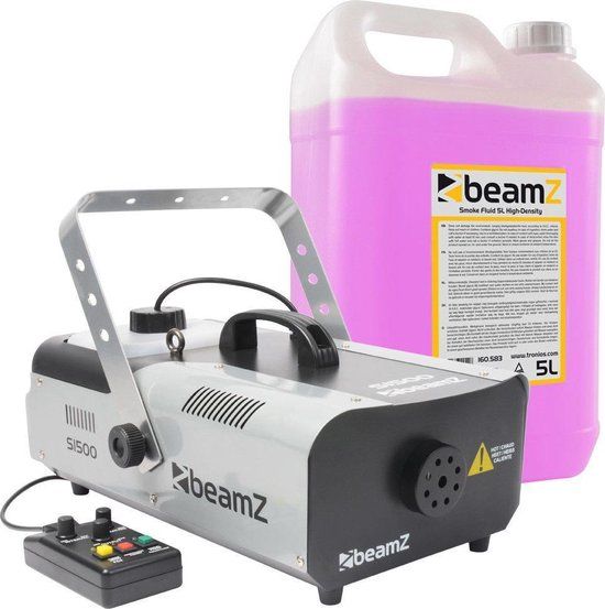 BeamZ S1500 Rookmachine - 1500W met Timer & 5L Rookvloeistof
