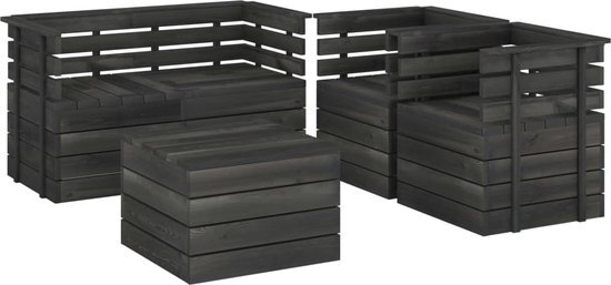 vidaXL 5-delige Loungeset pallet massief grenenhout donkergrijs