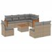 VidaXL 9-delige Loungeset met kussens, poly rattan, beige