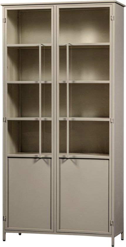 WOOOD Exhibit 2-deurs Vitrinekast XL - Metaal - Zand - 200x99x44