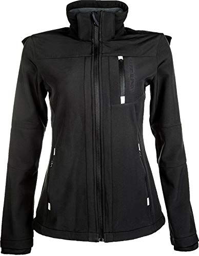 HKM 5273 Softshell jas Sport, dames meisjes jas regenjas capuchon, zwart (black), 128