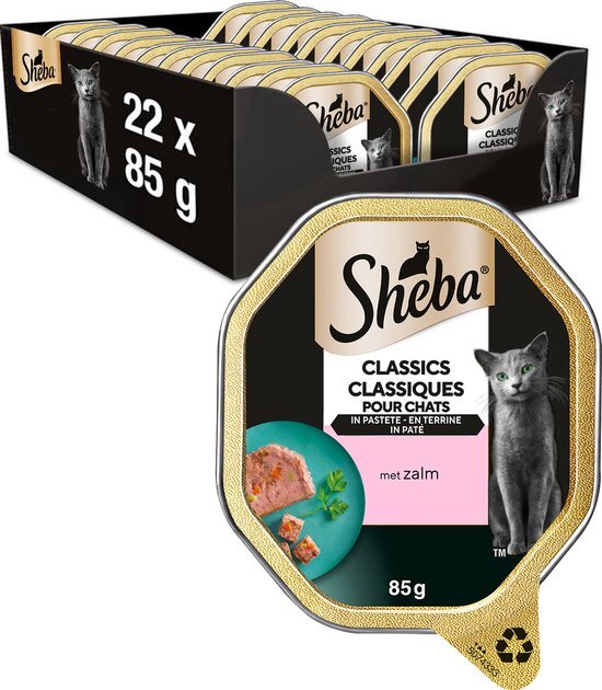 Sheba Classics Pate - Zalm - Aluminium Kuipjes - Kattenvoer - 22 x 85 gr