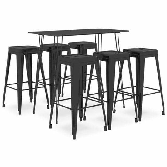vidaXL 7-delige Barset Zwart