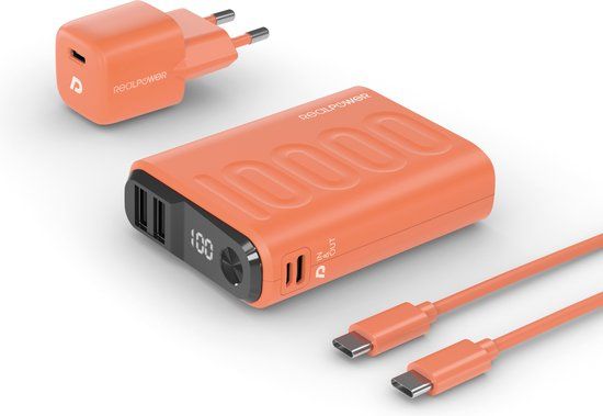 RealPower PB-10000 Powerbank - 10000 mAh - 20W - Oranje