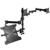 VIVO Dubbele monitor + laptophouder voor schermen van 13 tot 27 inch en laptops van 10 tot 15,6 inch, drievoudige schermweergave, scharnierende armen, zwart, STAND-V013L