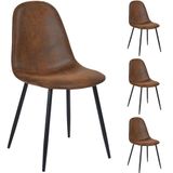 Shally Dogan Set van 4 eetkamerstoelen, poten van zwart staal, zachte zitting, ergonomische stoel in Scandinavisch design, ideaal voor slaapkamer, keuken, kantoor, bekleding van kunstleer