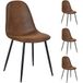 Shally Dogan Set van 4 eetkamerstoelen, poten van zwart staal, zachte zitting, ergonomische stoel in Scandinavisch design, ideaal voor slaapkamer, keuken, kantoor, bekleding van kunstleer