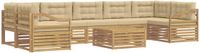 vidaXL Hoek loungeset 7 zitplaatsen Wit en Beige Massief Acacia Hout