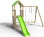 Trigano SMART XPERIENCE Jeu d'extérieur avec toboggan, balançoire, bac à sable, mur d'escalade - Vert/Bois/Jaune
