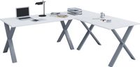 Vcm L-vormig gamingbureau, hoekbureau, wit, 220x220x76 cm