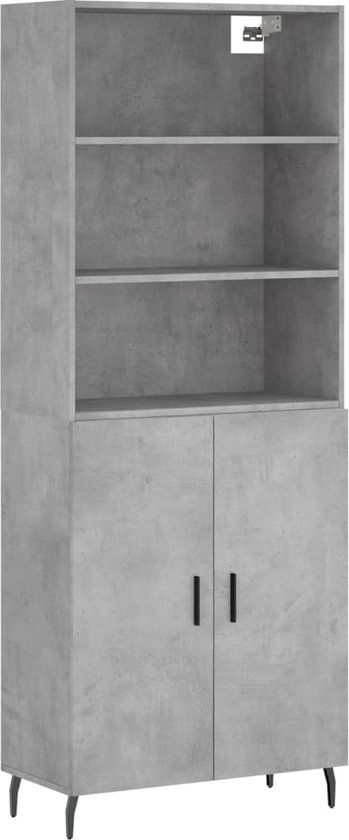 vidaXL Hoge Kast Bewerkt Hout Betongrijs 69,5x34x180 cm