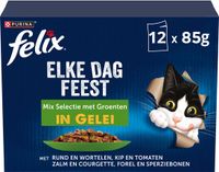 Felix Elke Dag Feest in Gelei - Kattenvoer Natvoer - Groente Selectie - 48 x 85 g