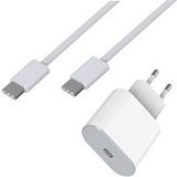 Phonillico® 20W Snellader + 1 meter USB-C naar USB-C Kabel voor iPad Air 11" 2024 / iPad Air 13" 2024 / iPad Pro 11" 2024 / iPad Pro 13" 2024