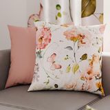 PETTI Artigiani Italiani - 1 paar kussenslopen 50 x 50 cm van microvezel, decoratief kussen voor slaapkamer, bank, woonkamer, set van 2 kussenslopen, bloemenpatroon, crème, 100% Made in Italy