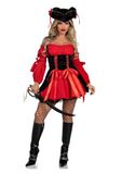Leg Avenue Samt Piraten Kostüm Mit Schnüren Damen Karneval Kostüm Fasching, L (EUR 42-44)