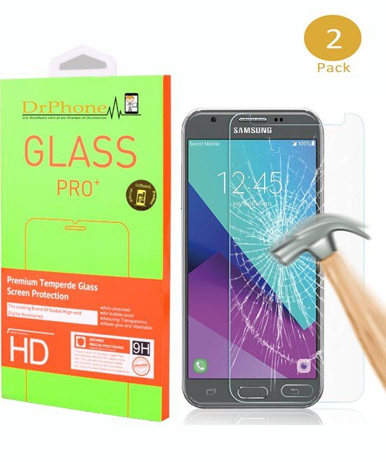 Drphone 2 x J7 2017 Glas - Glazen Screen protector - Tempered Glass 2.5D 9H (0.26mm