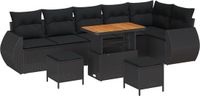 vidaXL - Tuinbank - Set - 9 - st - Zwart - poly - rattan