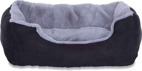 Dibea Hondenbed hondenmand met omkeerbaar kussen (S) 50 x 37 cm grijs/zwart
