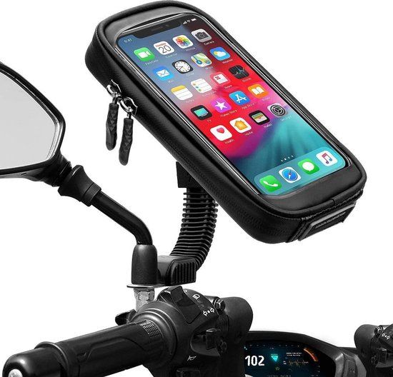 Phreeze Universele Telefoonhouder voor Scooter, Motor & Fiets - Spiegelbevestiging - Waterdicht - Universeel