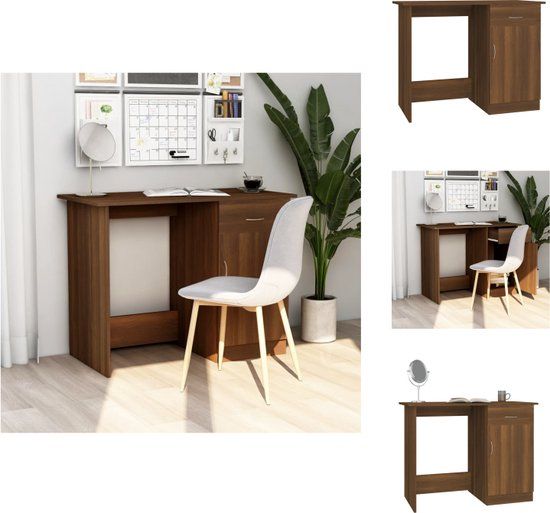 vidaXL Bureau 100x50x76 cm bewerkt hout bruin eikenkleur