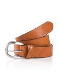 Tom Tailor TTNANCY leren riem met afgeronde gesp - Maat 90 - light brown uni