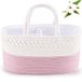 ABenkle Baby luier Caddy, kinderkamer opbergbak en auto organizer voor luiers doekjes, katoenen touw mand veranderende tafel Caddy