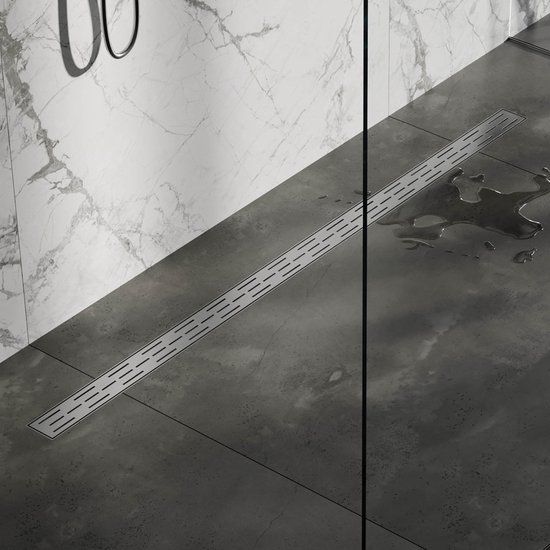 Brauer Douchegoot 160cm - met Muurflens - Standaard Rooster - Geborsteld RVS