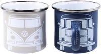 BRISA VW Collection Volkswagen T1 Bus Transporter Emaille Mok 2-pc Set 350ml - Blauw/grijs