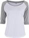 Build Your Brand Contrast Raglan 3/4 Sleeve Dames T-Shirt - White/Heather Grey maat 5XL