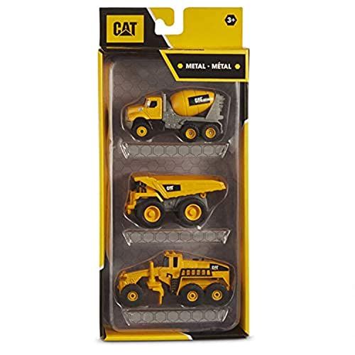 CatToysOfficial CAT® Bouw Gegoten Metaal 3 pack voertuigen - Cement Mixer/Dump Truck/Road Grader voor leeftijden 3 jaar