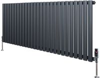MonsterShop Monster Group BV Ovale radiator 1 kolom - 600x1620 mm - Antracietgrijs - thermostaatkraan