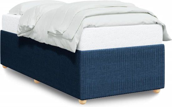 vidaXL Bedframe - zonder matras - 90x200 cm - stof - blauw