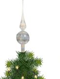 Decoris piek de Noël décoré - blanc - nacre - verre - 31 cm - pic d'arbre de Noël