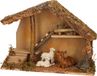 Merkloos / Sans marque Complete kerststal met dieren beeldjes - 39 x 19 x 28 cm - hout/mos/polyresin