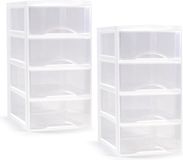PLASTICFORTE Ladeblokje/bureau organizer - 2x stuks - transparant/wit - L26 x B37 x H49 cm