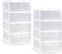 PLASTICFORTE Ladeblokje/bureau organizer - 2x stuks - transparant/wit - L26 x B37 x H49 cm