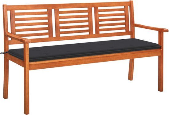 vidaXL Tuinbank 3-zits met kussen 150 cm massief eucalyptushout