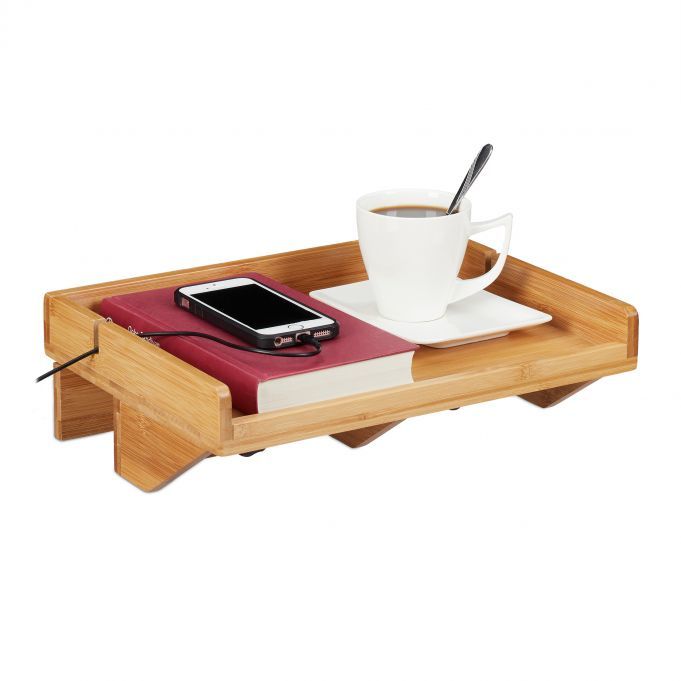 Relaxdays Bamboo Decorative Tray - Rectangle - Wood Color - 32.5 x 27 x 9 cm