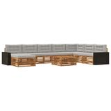 vidaXL - Buiten - bank - set - 9 - st - Naturel - en - lichtgrijs - Massief - Acacia - Hout