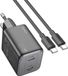 Hoco N42 GaN 45W + USB-C câble de chargement, chargeur rapide QC 3.0, adaptateur secteur, noir