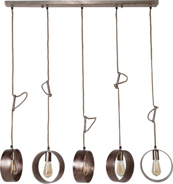 Duverger Metal Circle - Hanglamp - 5L - antiek nikkel - verstelbare hoogte - met 5 LED lichtbronnen 8450/39A