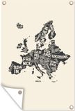 GreatGardenPosters Muurdecoratie Illustratie kaart van Europa - 120x180 cm - Tuinposter - Tuindoek - Buitenposter