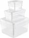Keeeper Set van 8 Bewaardozen met deksel, Transparant, Kunststof, Rechthoek, 18L